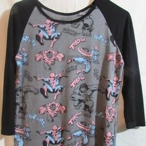 MIGHTY FINE PRESENTS MARVEL COMICS GRAPHIC TEE WOMENS SIZE L SPIDERMAN HULK